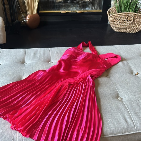 strapless open back dress Petal and Pup Women's Noelle Twist Front Pleated Midi Dress